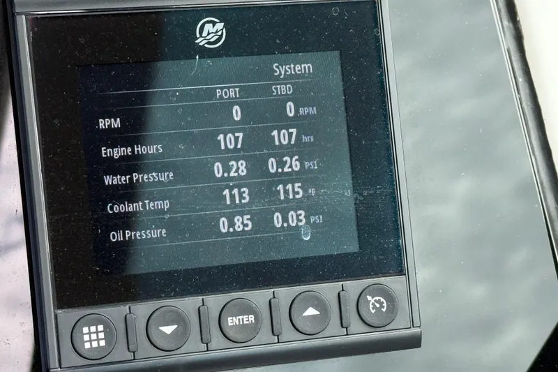 Slide: The Image of Display screen of 2023 Boston Whaler 280 Vantage showing engine metrics. - 5