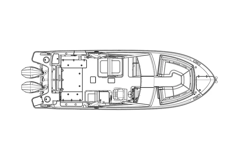 Slide: The Image of Manufacturer Provided Image: Top view schematic of 2023 Boston Whaler 280 Vantage boat layout. - 9