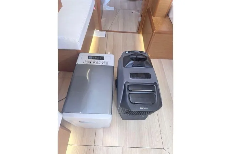 Slide: The Image of Portable appliances on Jeanneau Sun Odyssey 419 yacht, 2018 model, wooden interior. - 24