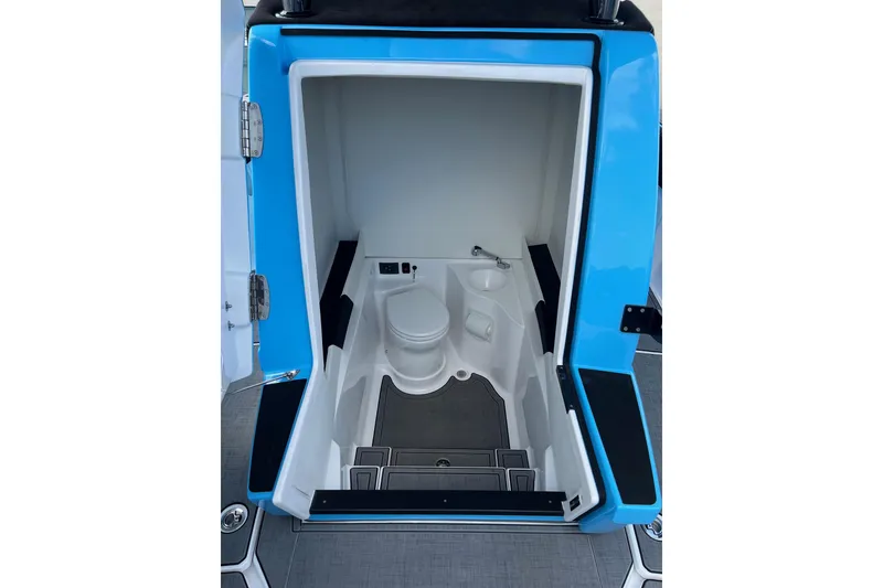 Slide: The Image of Interior view of 2025 Statement 350 Open boat with advanced navigation system. - 5