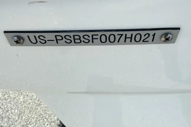 Slide: The Image of 2021 Scarab 255 Open ID boat identification plate with serial number. - 21