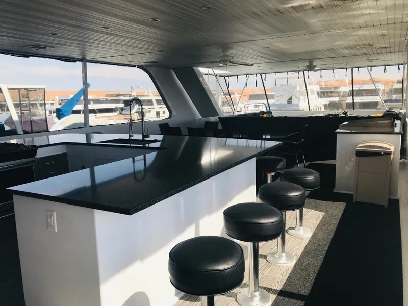Slide: The Image of Luxurious yacht interior with sleek bar and stools, Adonia Adonis Trip 3, 2018 model. - 28