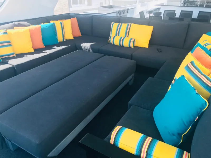 Slide: The Image of Luxurious yacht lounge with colorful cushions, Adonia Adonis Trip 3, 2018 model. - 31