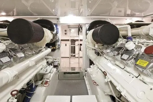 Slide: The Image of Engine room of 2000 Sealine T51 Yacht with dual large engines. - 21