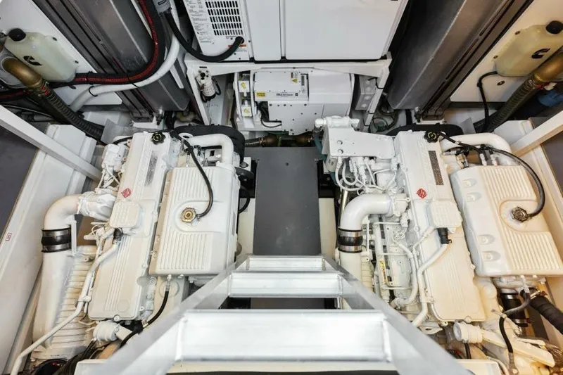 Slide: The Image of Luxurious bathroom in 2000 Sealine T51 yacht with modern fixtures and elegant design. - 29