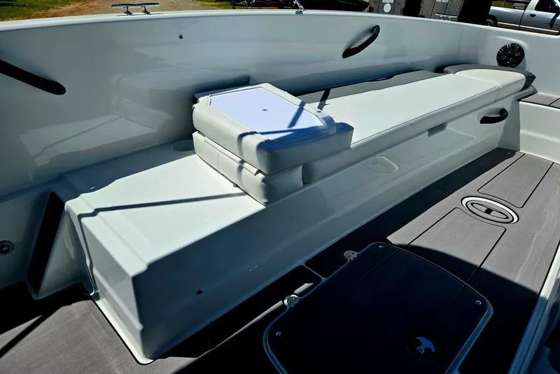 Slide: The Image of Interior view of 2026 Tahoe T18 boat with seating and storage compartments. - 28