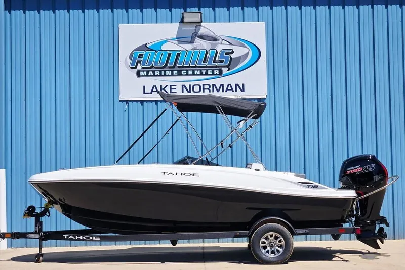 Slide: The Image of 2026 Tahoe T18 boat at Foothills Marine Center, Lake Norman. - 31