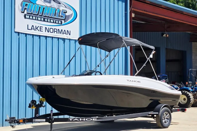 Slide: The Image of 2026 Tahoe T18 boat at Foothills Marine Center, Lake Norman. - 35