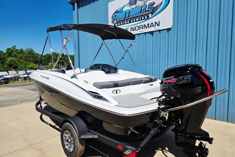 Slide: The Image of 2026 Tahoe T18 boat with Mercury Pro XS engine at Foothills Marine Center. - 37