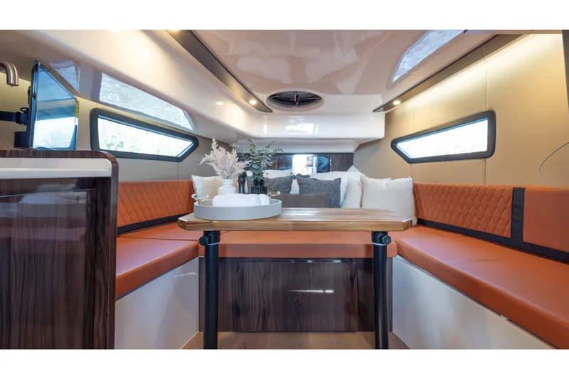 Slide: The Image of Luxurious interior of 2026 Hanover 387 yacht with elegant seating and modern decor. - 34