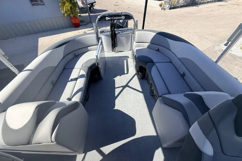 Slide: The Image of Luxurious seating on 2026 Avalon 2485 LSZ Quad Lounger, Tri Toon, High Performance boat. - 13
