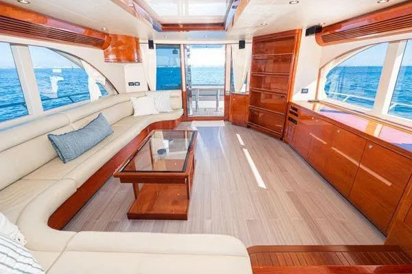 Slide: The Image of Luxurious 2023 Massimo Marine Sunbird yacht interior with elegant seating and ocean view. - 26