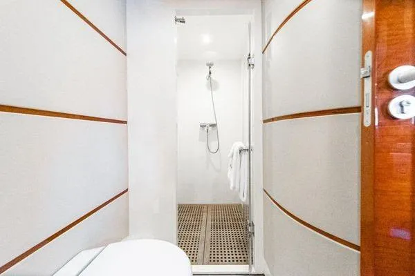 Slide: The Image of Modern bathroom interior on 2023 Massimo Marine Sunbird yacht, featuring sleek shower design. - 41