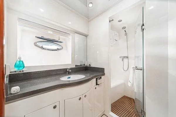 Slide: The Image of Luxurious 2023 Massimo Marine Sunbird yacht bathroom with modern fixtures and sleek design. - 46