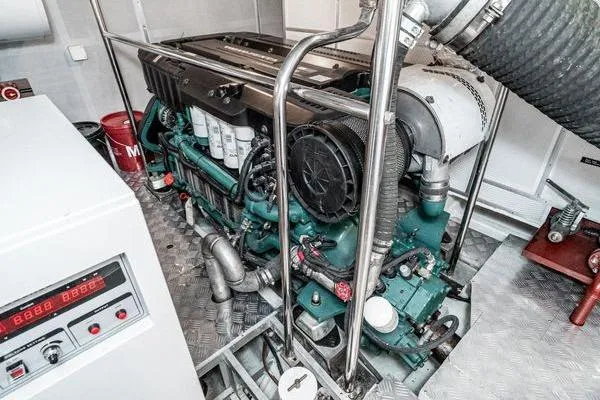 Slide: The Image of Engine room of 2023 Massimo Marine Sunbird, showcasing advanced marine engine components. - 52