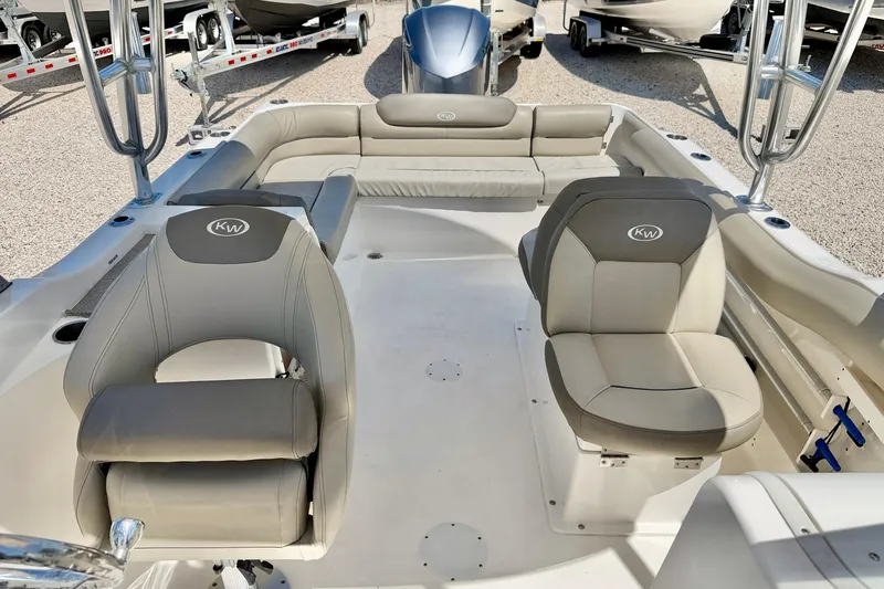 Slide: The Image of 2024 Key West 239 DFS boat interior with comfortable seating and modern design. - 30