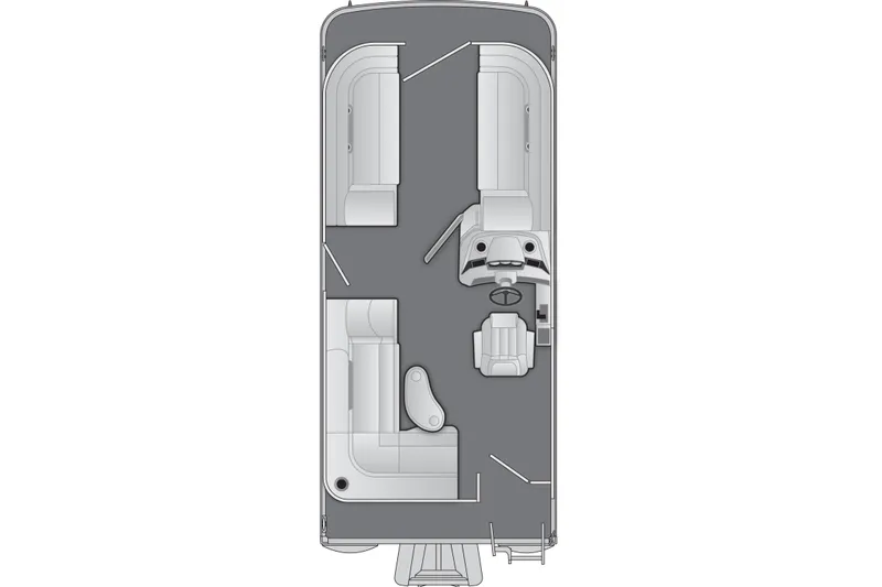 Slide: The Image of Top view of 2026 Bennington 18 S L-Bench pontoon boat layout. - 2