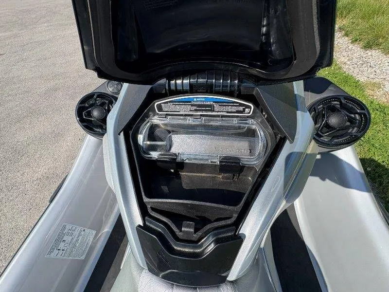 Slide: The Image of 2020 Sea-Doo GTX Limited 230 storage compartment open. - 14