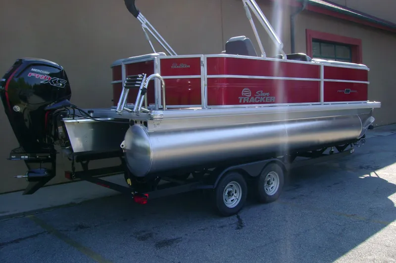 Slide: The Image of 2026 Sun Tracker Party Barge 20 DLX pontoon boat with Mercury Pro XS engine. - 3