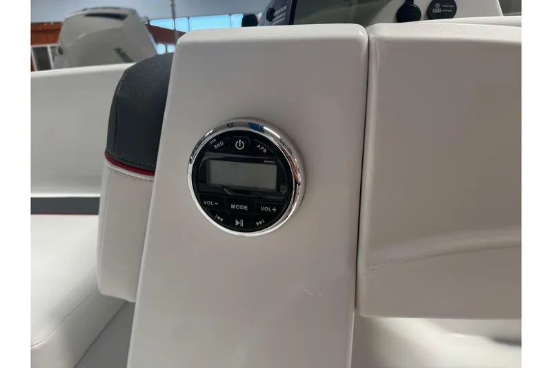 Slide: The Image of 2026 Tahoe T16 boat dashboard with control panel and display screen. - 14