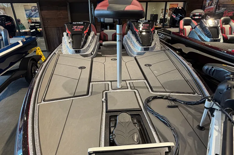 Slide: The Image of 2026 Nitro Z19 XL Pro boat interior with advanced seating and storage compartments. - 7