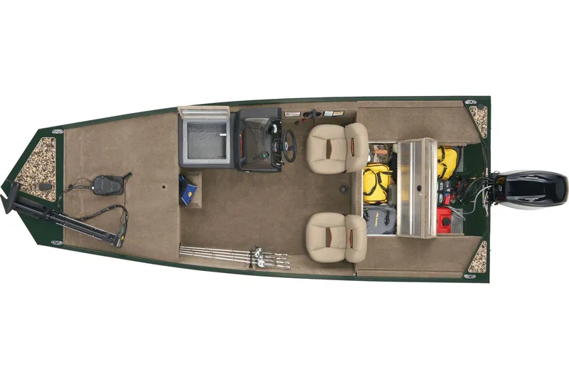 Slide: The Image of Manufacturer Provided Image: 2025 Tracker Bass Tracker Classic Limited boat, top view, featuring seating, storage, and motor. - 3