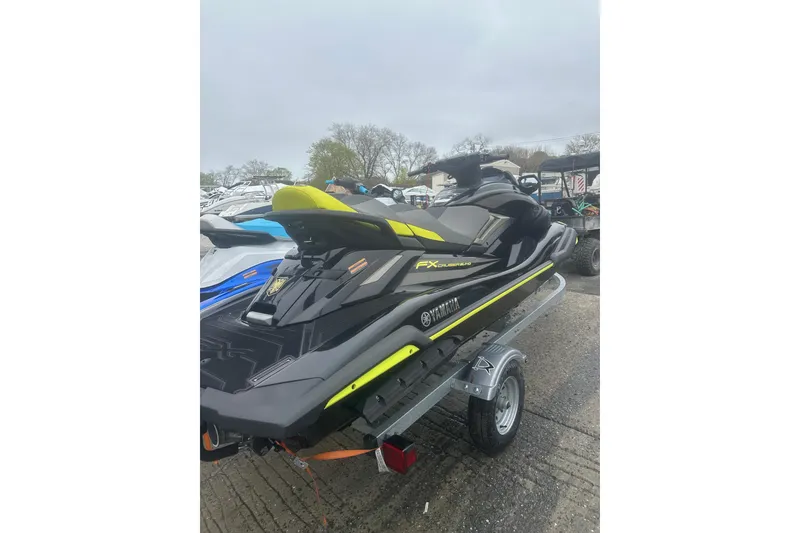 Slide: The Image of 2023 Yamaha WaveRunner FX Cruiser SVHO on trailer, parked outdoors. - 4