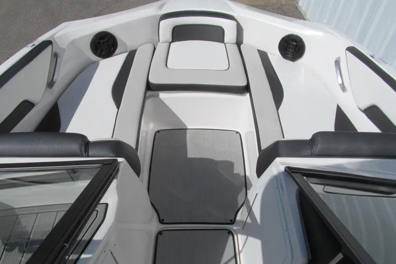 Slide: The Image of 2024 Yamaha Boats AR195 interior with sleek seating and modern design. - 8