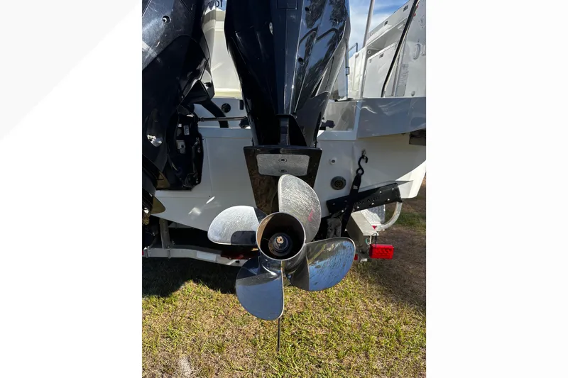 Slide: The Image of 2024 Jeanneau NC Sport 895 boat propeller and engine detail. - 23