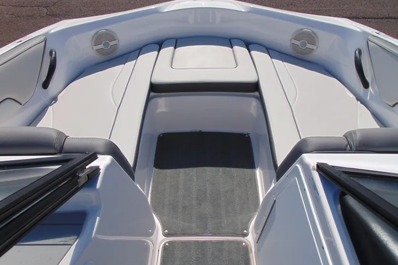 Slide: The Image of 2024 Yamaha Boats AR190 interior seating and speaker system. - 11