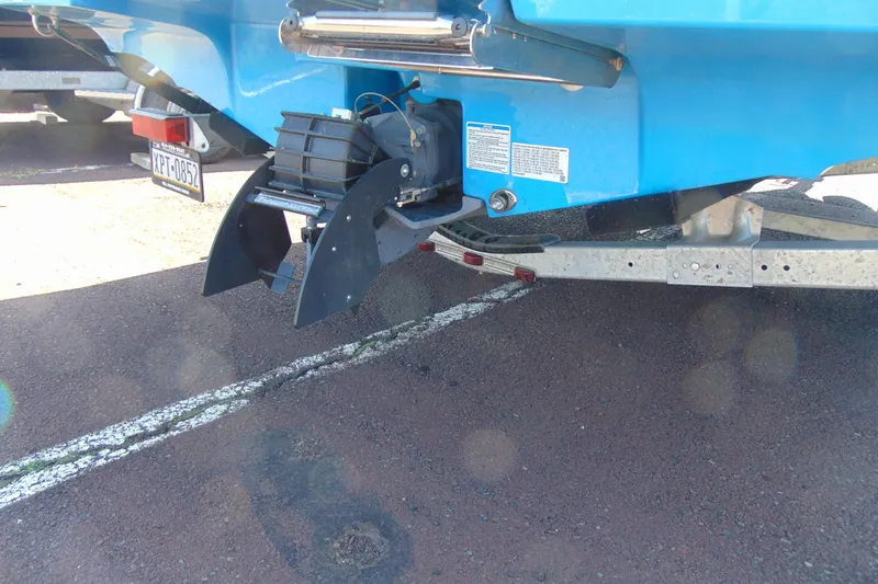 Slide: The Image of Rear view of a 2024 Yamaha Boats AR190 on a trailer, showing the propulsion system. - 5