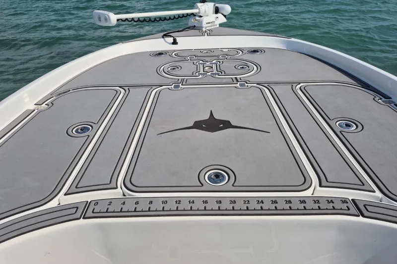 Slide: The Image of 2023 Turner Boatworks 2500VS deck with custom non-slip surface on the water. - 3