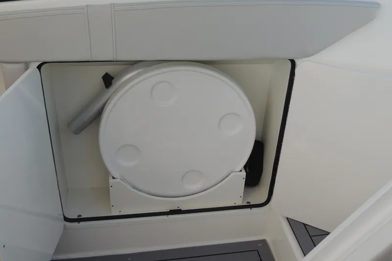 Slide: The Image of Storage compartment in a 2020 Sea Ray Sundancer 320 Outboard boat. - 21