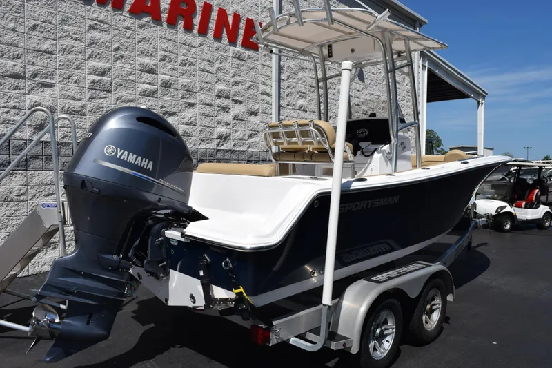 Slide: The Image of 2019 Sportsman Open 212 Center Console boat with Yamaha engine on trailer. - 3