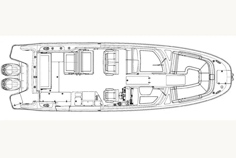 Slide: The Image of Manufacturer Provided Image: Top view schematic of 2015 Boston Whaler 320 Vantage boat layout. - 52