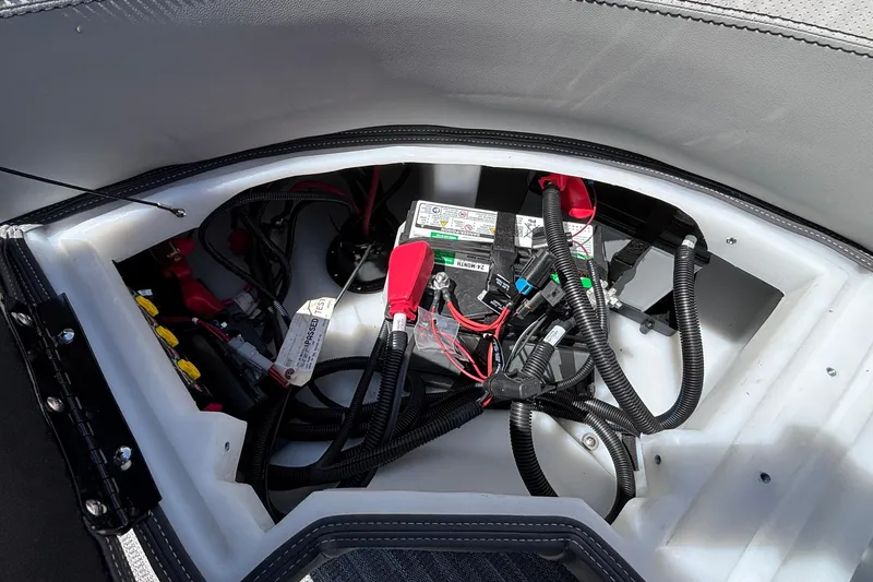 Slide: The Image of Battery compartment of 2026 Viaggio D26U with cables and connectors visible. - 28