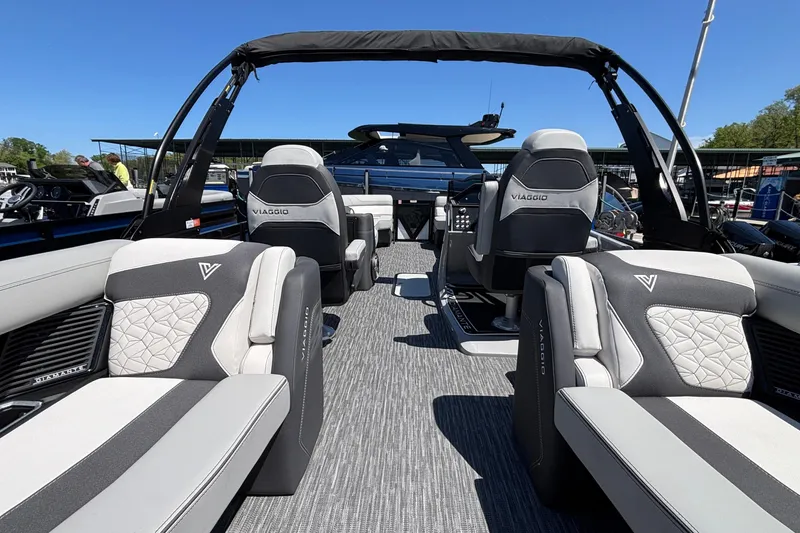 Slide: The Image of Luxurious 2026 Viaggio D26U boat interior with stylish seating and modern design. - 31