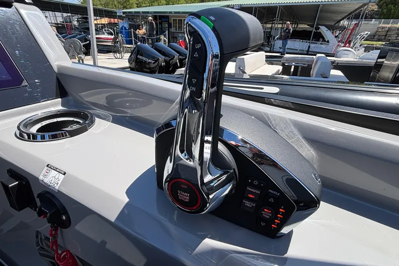 Slide: The Image of Control panel of a 2026 Viaggio D26U boat with throttle and start/stop button. - 37