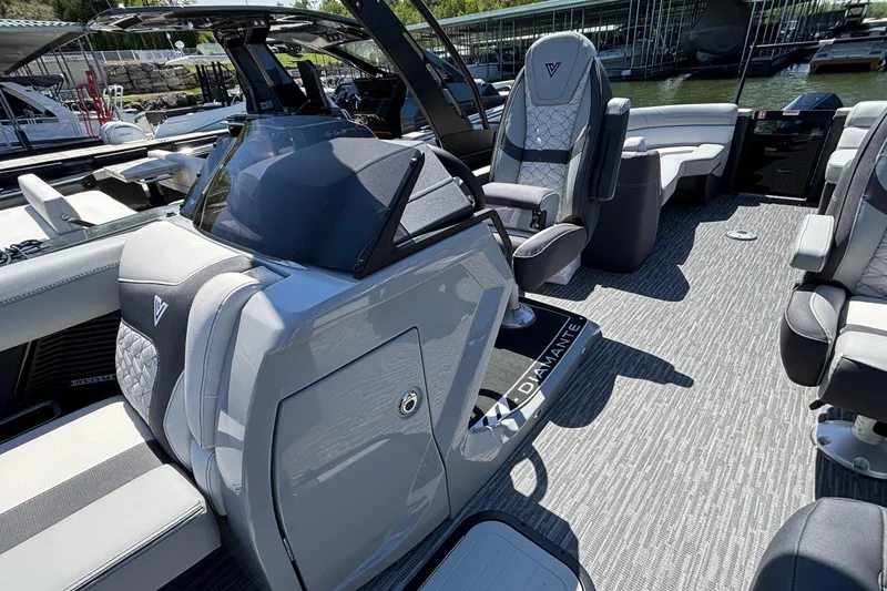 Slide: The Image of Luxurious 2026 Viaggio D26U boat interior with sleek seating and modern design. - 8
