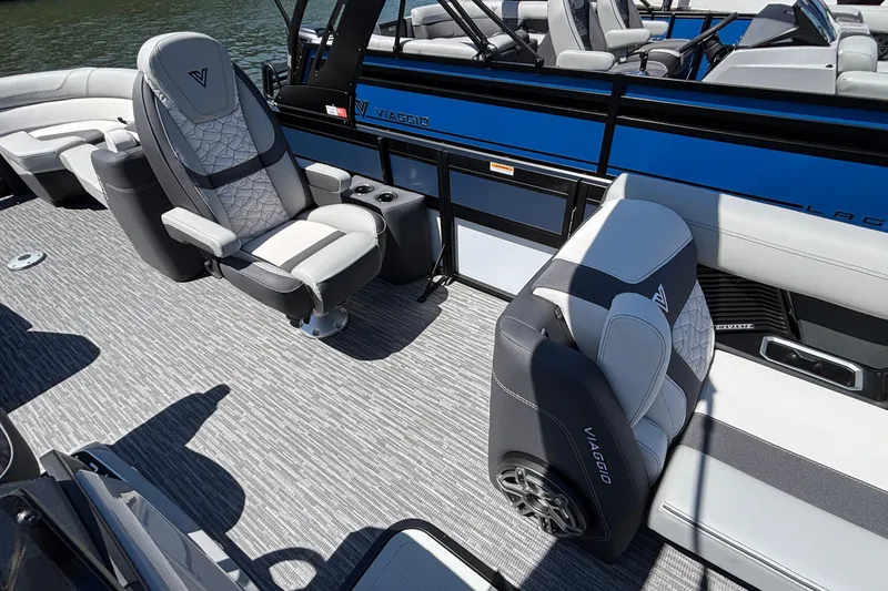 Slide: The Image of Luxurious interior of 2026 Viaggio D26U boat with plush seating and modern design. - 9