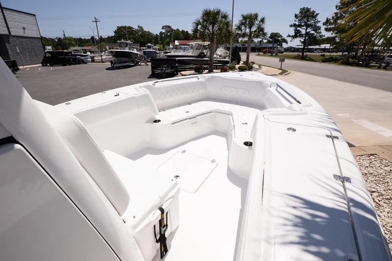 Slide: The Image of 2026 Blazer Bay Makaira 2600 boat interior, showcasing spacious seating and sleek design. - 11