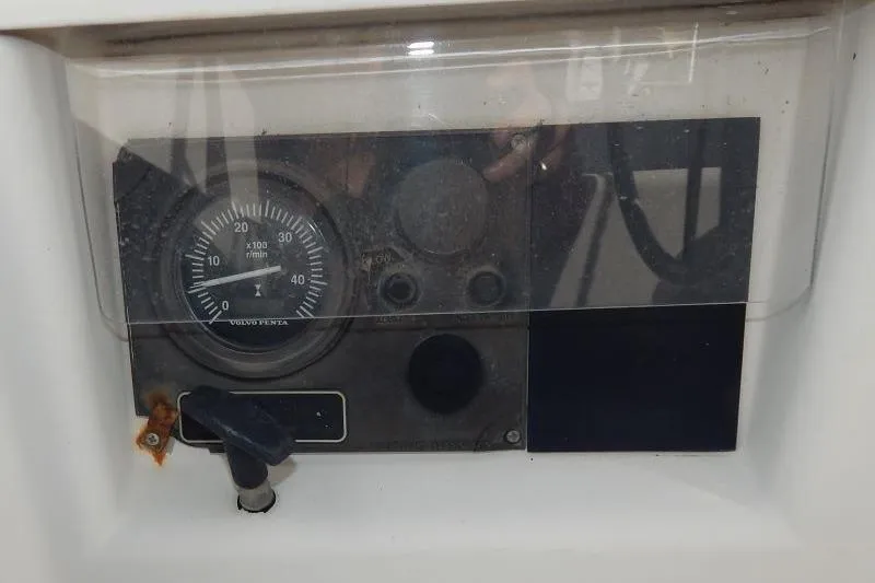 Slide: The Image of Control panel of a 1997 Etap 38i sailboat with Volvo Penta gauge. - 46