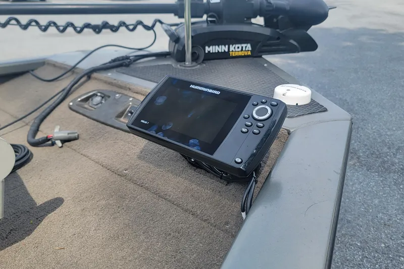 Slide: The Image of 2005 Tracker Pro Team 175 boat with Humminbird fish finder and Minn Kota Terrova trolling motor. - 8