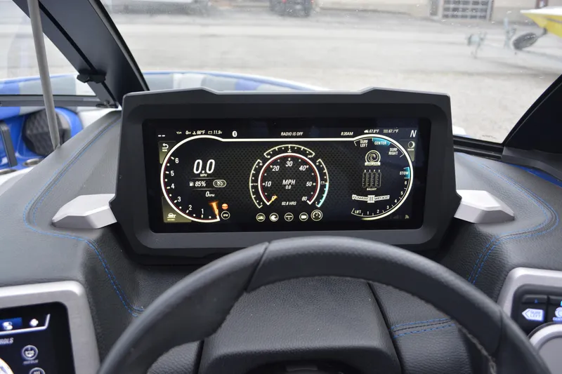 Slide: The Image of Dashboard of 2022 Malibu Wakesetter 23 LSV boat with digital display and controls. - 16