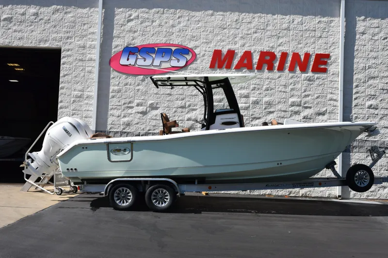 The Image of 2026 Sea Hunt Ultra 265 SE boat on trailer at GSPS Marine dealership. - 1
