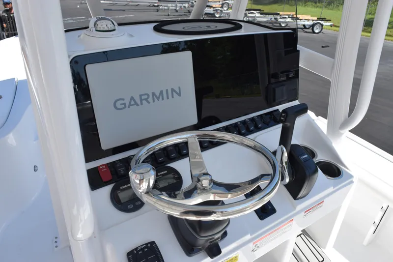 Slide: The Image of Steering console of 2026 Sea Hunt BX 22 BR boat with Garmin navigation system. - 10