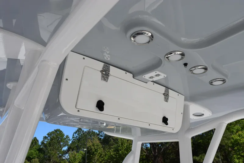 Slide: The Image of 2026 Sea Hunt BX 22 BR boat interior with sleek design and built-in lighting. - 11