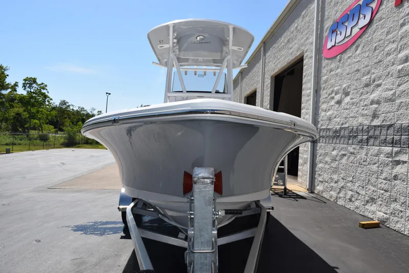 Slide: The Image of 2026 Sea Hunt BX 22 BR boat on trailer outside dealership. - 3