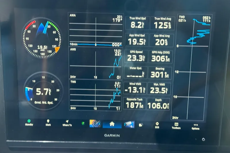 Slide: The Image of Luxurious dining area inside a 2001 Pacific Mariner 65 Motoryacht with wooden table and beige seating. - 20