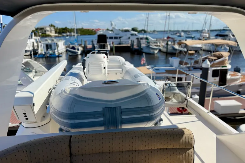 Slide: The Image of Luxurious bedroom interior of 2001 Pacific Mariner 65 Motoryacht with elegant wood finishes. - 33